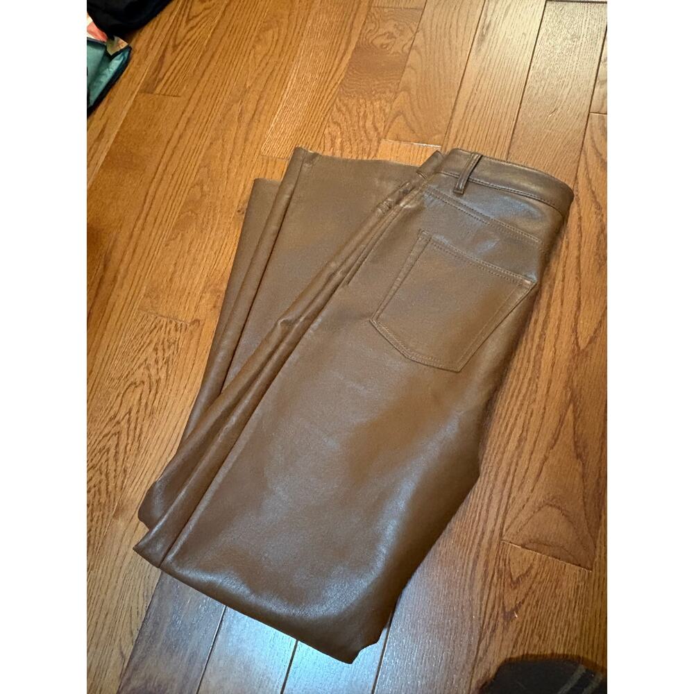 ARITZIA WILFRED The Melina Pant Camel High Waisted Vegan Leather Pant Size 4 - Picture 3 of 7